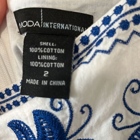 MODA INTERNATIONAL Grecian Embroidered Floral Cotton Dress, Size 2 - Picture 7 of 12